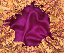 Load image into Gallery viewer, Floral Springtime - Batik and Silk - Orange and Magenta Hair Bonnet